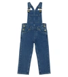 Mini Rodini Logo-embroidered Denim Dungarees In Blue