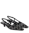 Gucci Gg Rhinestoned Mesh Slingback Pumps In Nero/nero