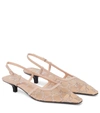 Gucci Gg Embellished Slingback Pumps In Lt Powder/skin Rose