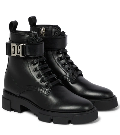 Givenchy Leather Combat Boots In Black