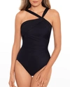 Miraclesuit Rock Solid Europa Asymmetric Underwire One Piece Swimsuit In Black