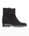 Isabel Marant Susee Suede Western Ankle Booties In 01bk Black