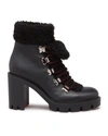 CHRISTIAN LOUBOUTIN EDELVIZIR LEATHER SHEARLING RED SOLE RANGER BOOTIES,PROD244300275