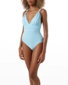 Melissa Odabash Panarea Shirred One-piece Swimsuit In Sky