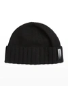 Bruno Magli Men's Rib-cuff Cashmere Beanie Hat In Black