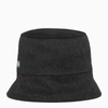 PRADA BLACK/GREY CASHMERE REVERSIBLE BUCKET HAT,1HC1371YA9-J-PRADA-F0700