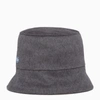 Prada Logo-patch Cashmere Bucket Hat In Grey