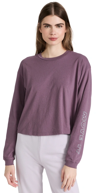 Mother The L/s Twister Crop Get Physical Flint T-shirt In Purple - Size X-large (also In Xs, S,m, L)