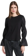 SOMETHING NAVY CINCHED BELL SLEEVE TOP,SNVYY30031