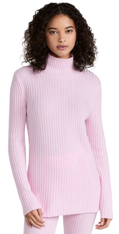 Something Navy Ribbed Turtleneck Sweater In Pink