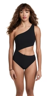 Tory Burch Solid Cut Out One Piece Swimsuit Black M In Black
