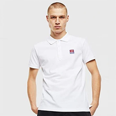 Diesel Logo Patch Polo Shirt In White