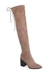 Journee Collection Paras Faux Suede Over-the-knee Boot In Taupe