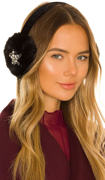 Jocelyn Embellished Faux Fur Ear Muffs In Black