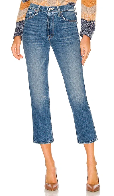 Mother The Tomcat Ripped Crop Straight Leg Jeans In Blue