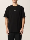 Msgm Cotton T-shirt With Front Printed Logo In Black