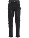 Eckhaus Latta El Frayed Raw Edge High Waist Jeans In Grau