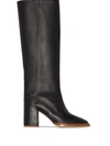 Chloé Black Edith 75 Leather Knee-high Boots