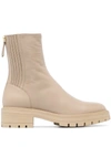 Aquazzura Saint Honore Leather Combat Boots In Nude