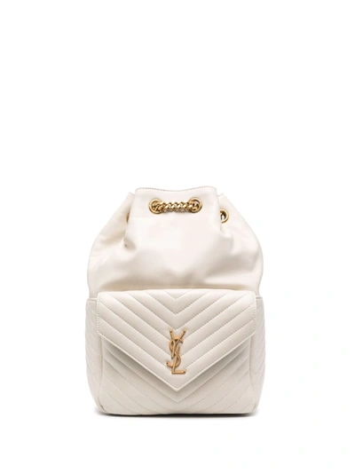 Saint Laurent Joe Drawstring Quilted Backpack In Nude