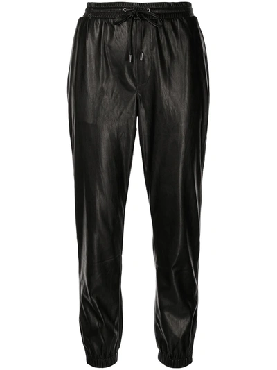 Paige Viviette Faux-leather Cropped Joggers In Black