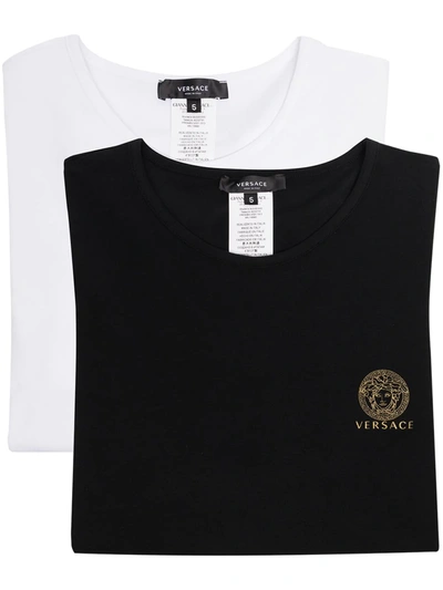 Versace Logo Print Cotton T-shirt Set In White