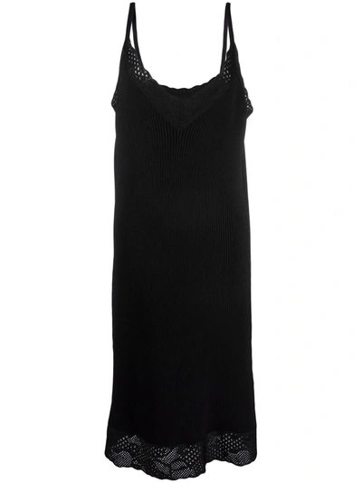 Balenciaga Ribbed Knit Slip Dress In 1000 Black
