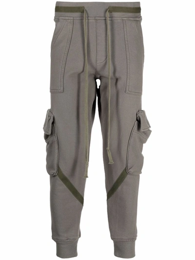 Greg Lauren Cropped Cotton Track Trousers In Grün