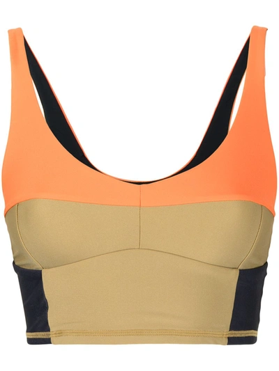 The Upside Miramar Candice Colorblock Sports Bra In Green-lt