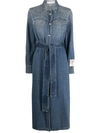 GOLDEN GOOSE LOGO-PATCH LONG-SLEEVE DENIM DRESS