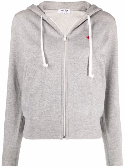 Comme Des Garçons Grey Embroidered-motif Zip-fastening Hoodie