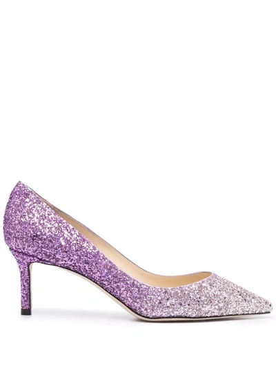 Jimmy Choo Romy 60mm Glitter Pumps In Violett