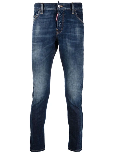 Dsquared2 Logo-patch Jeans In Blau