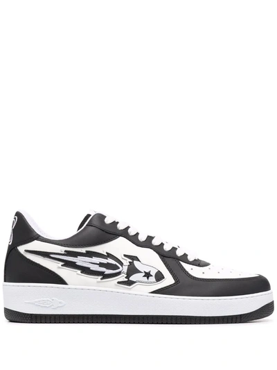 Enterprise Japan White And Black Leather Low Trainers