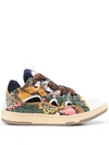 Lanvin Curb Snakeskin-effect Sneakers   In White ,blue