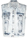 Stella Mccartney Washed Blue Denim Waistcoat In Blau
