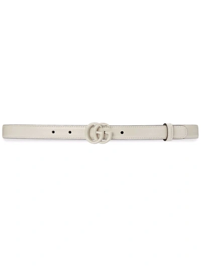 Gucci Gg Marmont Thin Belt In Weiss