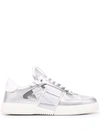 Valentino Vl7n Brand Strap Low Top Sneakers In White Calfskin Leather In Silber