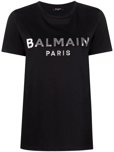 Balmain Women T-shirt With Print In Black