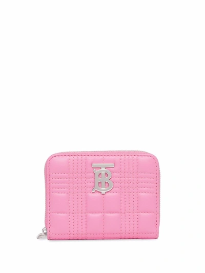 Burberry Hannah Calf Leather Crossbody Wallet Green In Pink