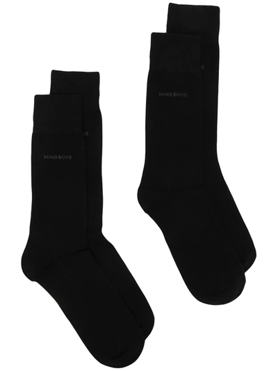 Hugo Boss Logo-print Socks In Black