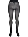 Philipp Plein Striped Logo-embellished Tights In Black
