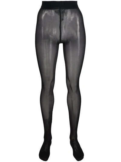 Philipp Plein Striped Logo-embellished Tights In Black