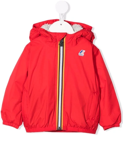 K-way Babies' Logo Zipped Hooded Jacket In Red