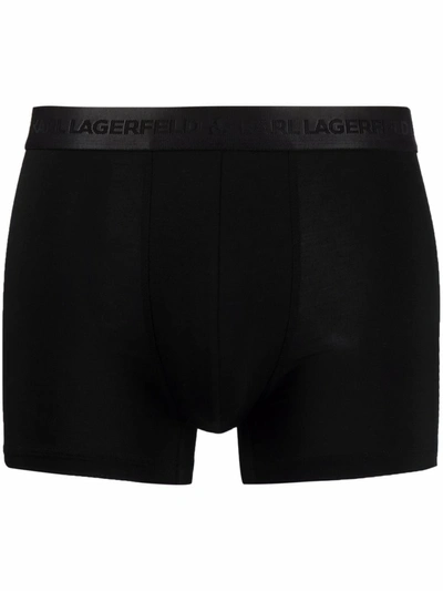Karl Lagerfeld Logo-embroidered Boxers (pack Of Three) In Black