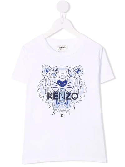 Kenzo Kids' Logo Crew-neck T-shirt In White