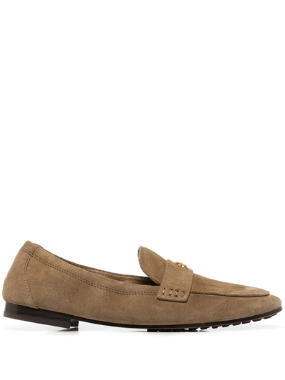 Tory Burch River Rock Suede Flat Shoes In Brown