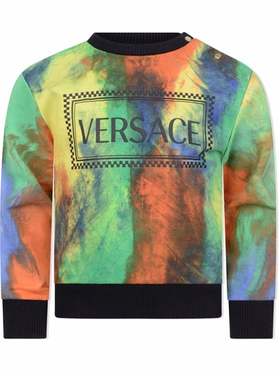 Versace Babies' Graphic-print Logo Sweatshirt In Black