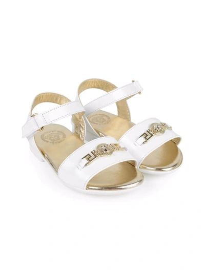 Versace Kids' 美杜莎图案凉鞋 In White