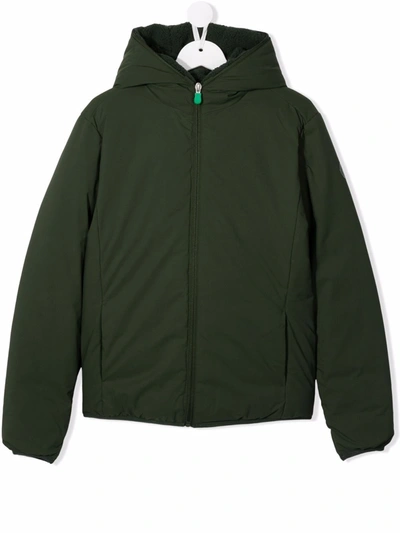 Save The Duck Teen Matt Padded Coat In Green